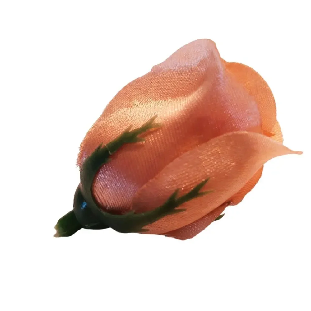 50 Peach Orange Satin Rose Buds Stemless Wedding Floral Craft DIY 2 inch Flowers